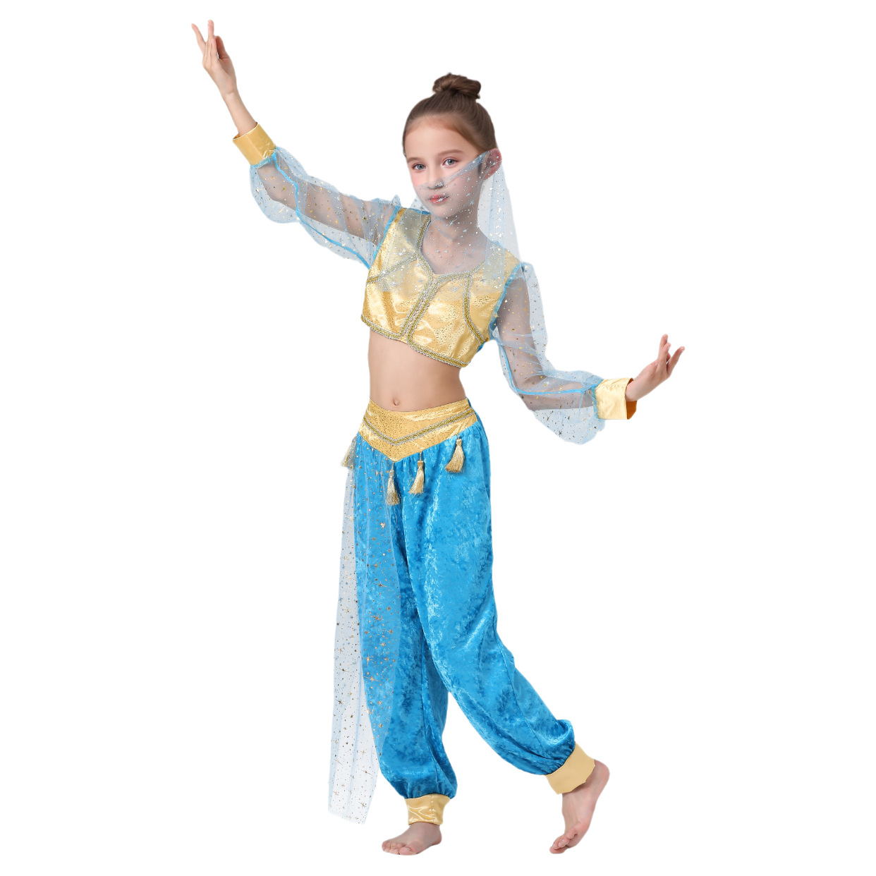 Princess Jasmine Costume for Kids Halloween Festival Indian Role Play Dress